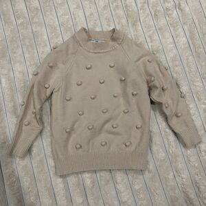 Adorable Sweetness Girls Pom Sweater - Dark Cream Size 5
